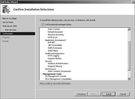 Preparing IIS for the installation of WSUS