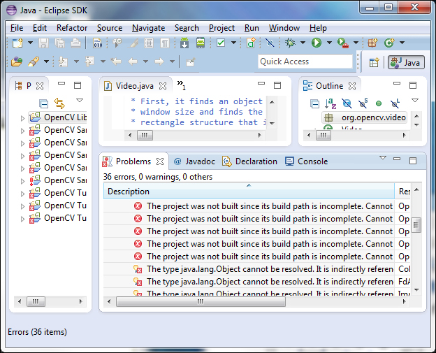 Building the OpenCV samples with Eclipse