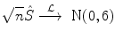 
$$\displaystyle{\sqrt{n}\hat{S}\stackrel{\mathcal{L}}{\longrightarrow }\mbox{ N}(0,6)}$$
