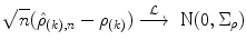 
$$\displaystyle{\sqrt{n}(\hat{\rho }_{(k),n} -\rho _{(k)})\stackrel{\mathcal{L}}{\longrightarrow }\mbox{ N}(0,\Sigma _{\rho })}$$
