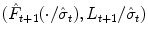 
$$(\hat{F}_{t+1}(\cdot /\hat{\sigma }_{t}),L_{t+1}/\hat{\sigma }_{t})$$
