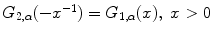 
$$G_{2,\alpha }(-x^{-1}) = G_{1,\alpha }(x),\ x > 0$$
