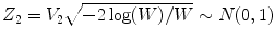 
$$Z_{2} = V _{2}\sqrt{-2\log (W)/W} \sim N(0,1)$$
