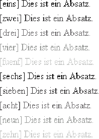 Textabschnitte in verschiedenen Grautönen