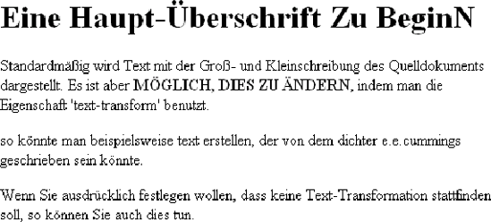 Verschiedene Arten der Text-Transformation