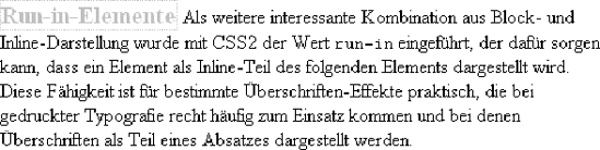 Run-in-Elemente erben von ihren Elternelementen und nicht von den Block-Elementen, in die sie eingebettet werden