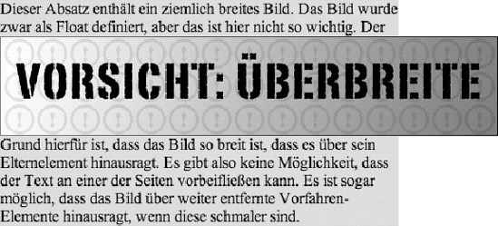 Die Behandlung von Floats, die breiter sind als ihr Elternelement