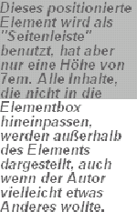 Inhalt, der sichtbar über die Elementbox hinausläuft