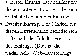 Marker innerhalb und außerhalb von Listeneinträgen platzieren