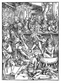 Figure 1.11: Albrecht Dürer, Martyrdom of St John the Evangelist (c. 1496–8). © Trustees of the British Museum.