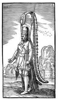 Figure 4.5: 'Janissary', in Nicolay, Les quatre premiers livres des navigations et peregrinations Orientales, fol. 36. Courtesy of Herzog August Bibliothek, Wolfenbüttel, A: 124.2 Hist. 2°.