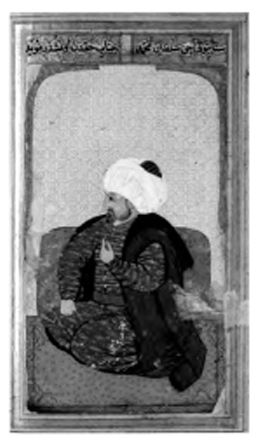 Figure 5–3: 'Mehmed II', in Nakkaş Osman, Kiyāfetü'l-Insānīye fī Şemāilü'l-'Osmānīye (1589), from S. Lockmān, Juyafet ül-insaniye (Istanbul, 1588–9), fol. 42v. © British Library Board, ad 7880.