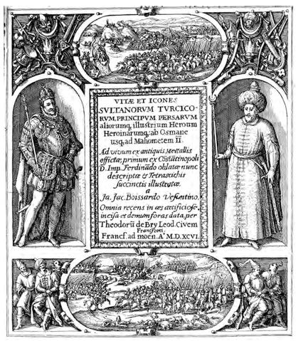 Figure 6.9: Jean Jacques Boissard, Vitae et Icones Sultanorvm Tvrcicorvm ... Ad vivum ex antiquis Mettallis effictae ... et Tetrascichis succintis illustratae (Frankfurt: Kolitius, 1596), title page. Courtesy of Herzog August Bibliothek, Wolfenbüttel, M: QuN 219.1.