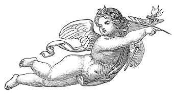 Illustration of a Angel holding pen flying