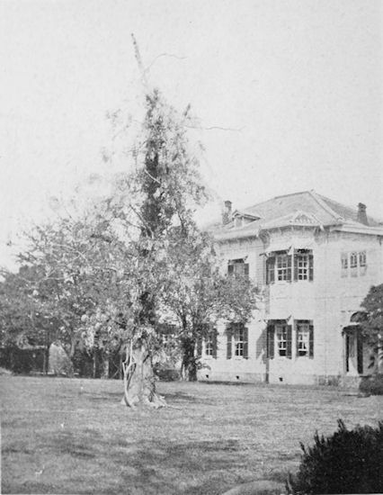 A GARDEN VIEW OF THE AMERICAN EMBASSY, TOKYO