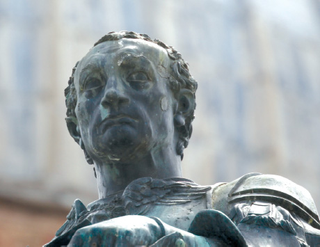 Donatello, Equestrian statue of Gattamelata, bronze (detail).