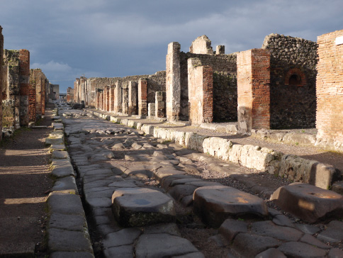 characteristic street, with blocks to impede wheeled traffic.