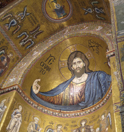 Cathedral: apse mosaic, Pantocrator, late 12th century.