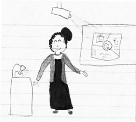 Drawing of Christina teaching