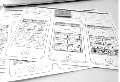 Much annotated iPhone interface sketches