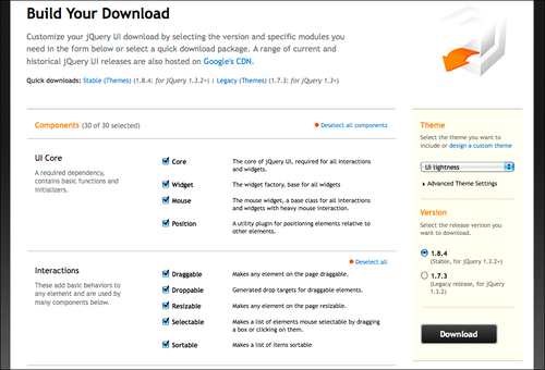 Picking and choosing from the jQuery's UI site