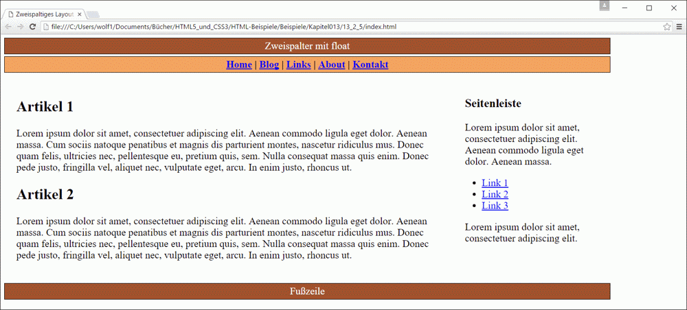 Auch mit »max-width« lässt sich eine gewisse Grenze einhalten, ab der sich das zweispaltige Layout nicht mehr weiter ausdehnt.