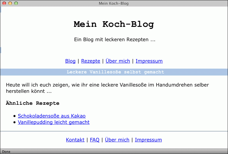 Hier hat der alte Firefox-Webbrowser in der Version 3.0.6 Probleme mit der Darstellung des <header>-Elements, das er einfach nicht kennt.