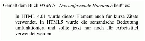 Hier wurde zwischen <cite> und </cite> der Arbeitstitel eines Buches geschrieben.