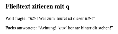 Texte zwischen Anführungszeichen setzen mit dem <q>-Element