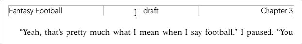 **Figure 89:** Hover over a header or footer to see its fields and their borders.