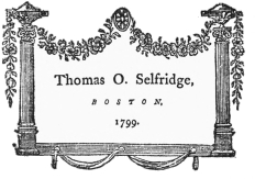 image of book-plate not available: ThomasO. Selfridge, BOSTON, 1799.