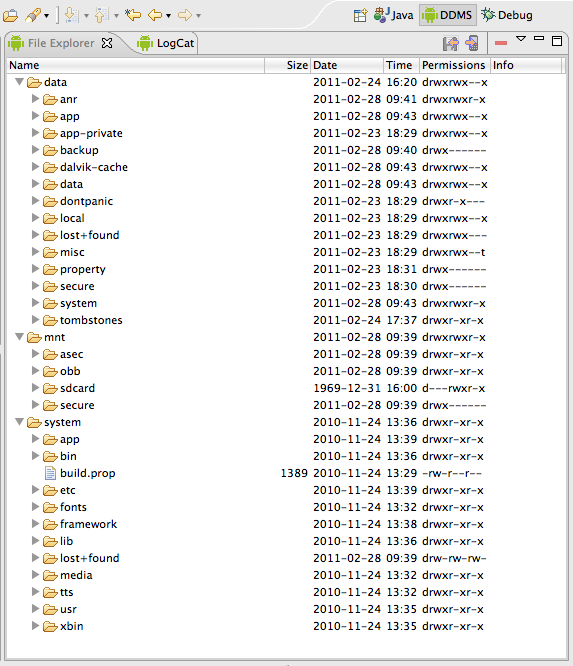 The filesystem as seen via File Explorer in Eclipse