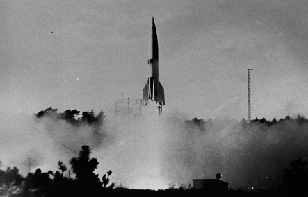 In-development A-4 (V-2) ballistic missile is test fired from ...