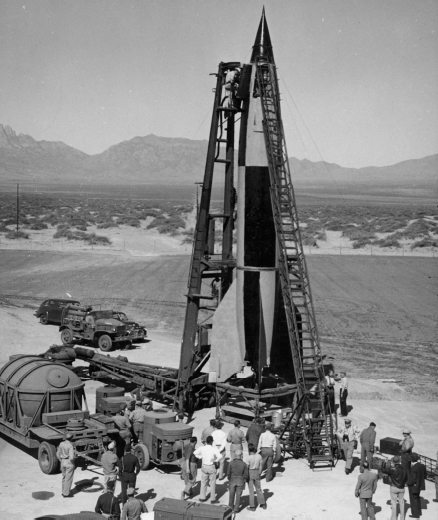 In the late 1940s, a launch crew of Americans and Germans prepares a ...