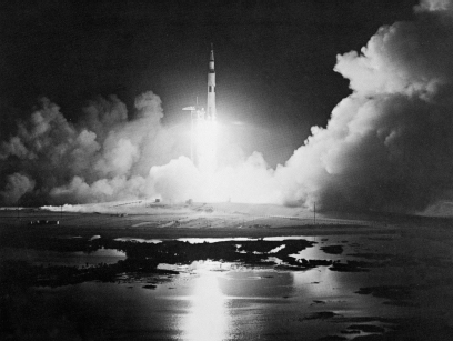 Saturn-Apollo I7, the final manned lunar-landing flight in the series, lifts off on December 7, 1972, in ...