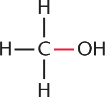 central carbon bonded to three hydrogens and an emphasis on the bond to OH