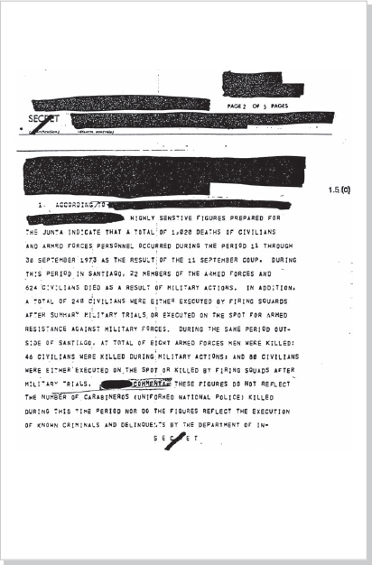 DOCUMENT 2. CIA, SECRET Intelligence Report [Executions in Chile Since the Coup], October 27, 1973.