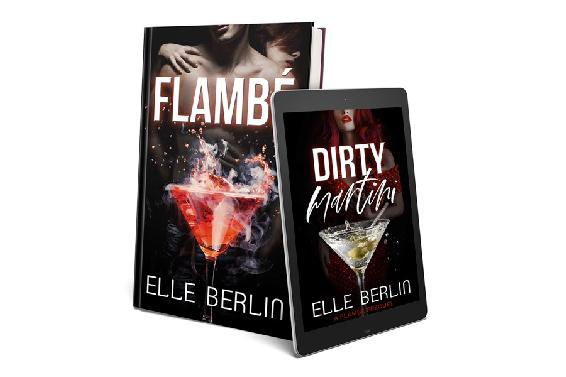 Flambé book cover next to Dirty Martini ebook cover