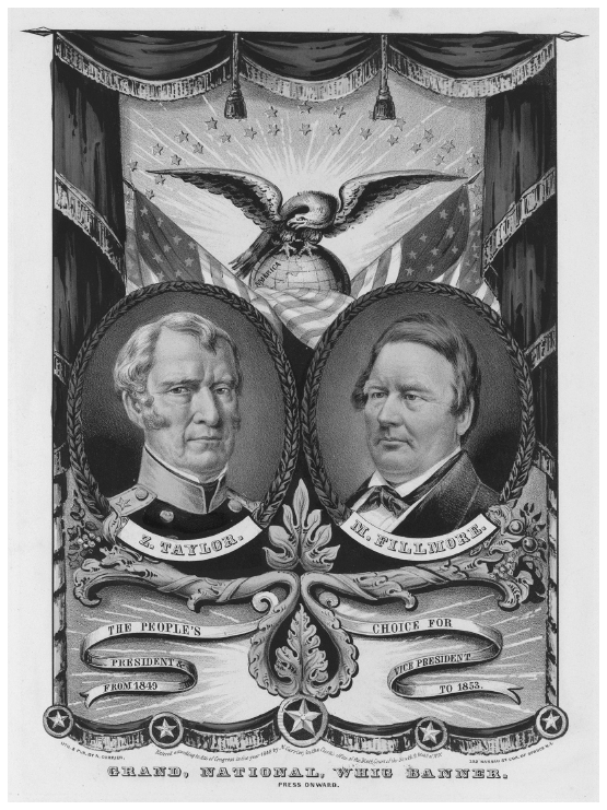 Image: Whig Party campaign banner, 1848. LIBRARY OF CONGRESS.