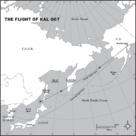 The route of the South Korean airliner in September 1983.