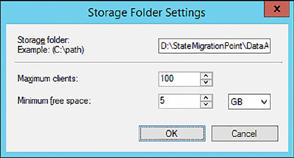 Screenshot of a dialog box displays storage folder settings designating a storage folder.