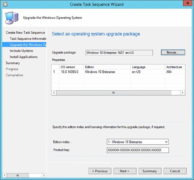 Screenshot of a dialog box shows upgrading Windows Operating System by selecting an operating system upgrade package.