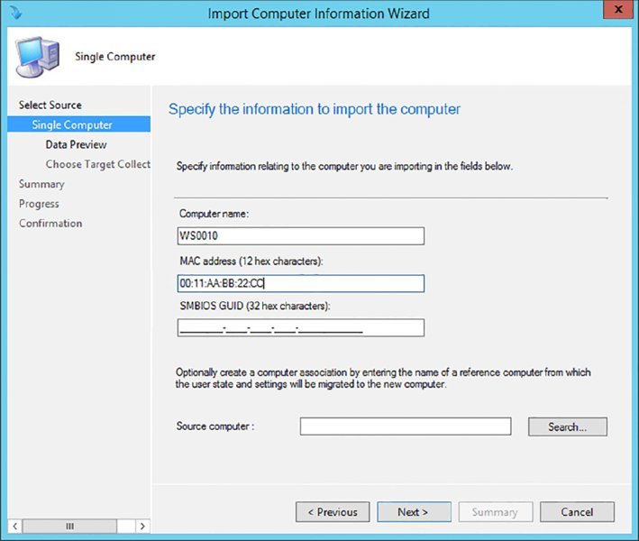 Screenshot of a dialog box shows single computer page displaying information related to import the counter.