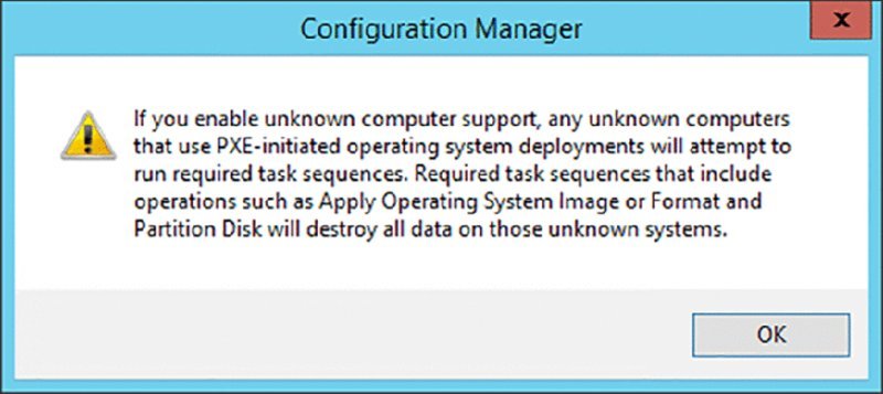 Screenshot of a prompt box titled “Configuration Manager” displaying a warning message.