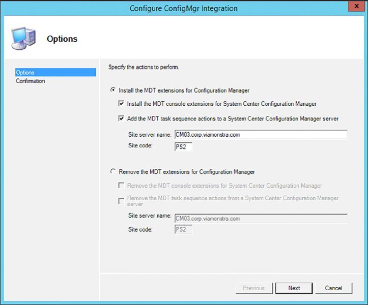 Screenshot of a dialog box shows options for configuration of integration.