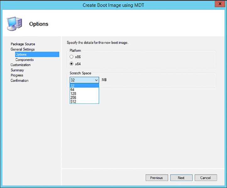 Screenshot of a dialog box titled “Create Boot Image using MDT” shows details for new boot image.