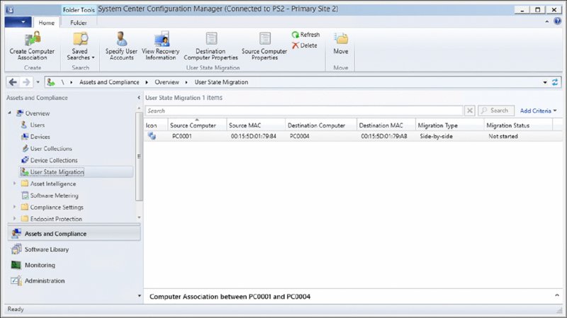 Screenshot of a dialog box shows user state migration.