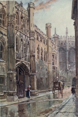 THE OLD GATEWAY OF KING’S COLLEGE This gateway now forms the entrance to the Library from Trinity Lane. The North door of King’s Chapel is seen in the distance.