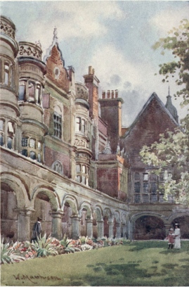 THE CLOISTER COURT, SIDNEY SUSSEX COLLEGE The new buildings on the left of the picture were designed by Mr. J. L. Pearson and erected in 1890. In the distance we see the large mullioned window of the Hall, which is part of the old college building begun 1596.