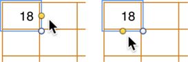 **Figure 45:** When you hover near the edge of a selected cell or group of cells, the yellow autofill handle appears at the midpoint.